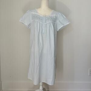 Miss Elaine Short Sleeve Blue Nightgown Large